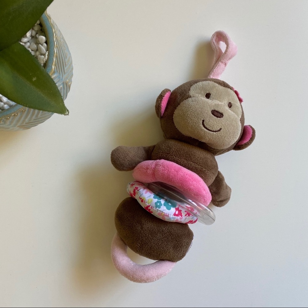 Carter’s Girl Monkey Plush Rattle Baby Toy